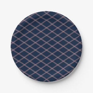 Classic Elegance Navy and Pink Art Deco Paper Plates