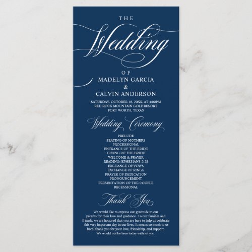 Classic Elegance Navy Blue, Wedding Ceremony  Prog
