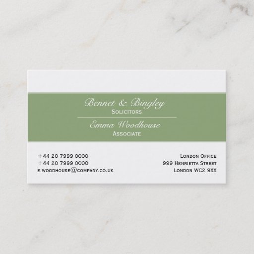 Customizable Classic Elegance Pale Green &amp; White Business Cards