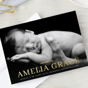 Classic Elegance Photo FOIL Birth Announcement