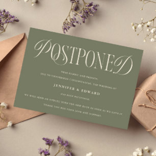 Classic Elegance Postponed Wedding Update Sage Invitation