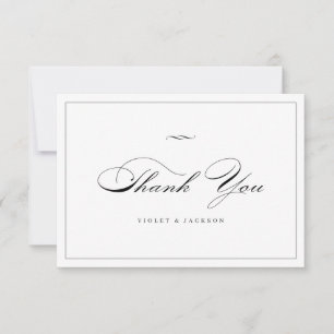 Classic Elegance Script Black And White Simple Thank You Card