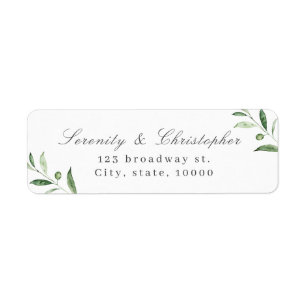 Classic Elegance Script Greenery return address Label