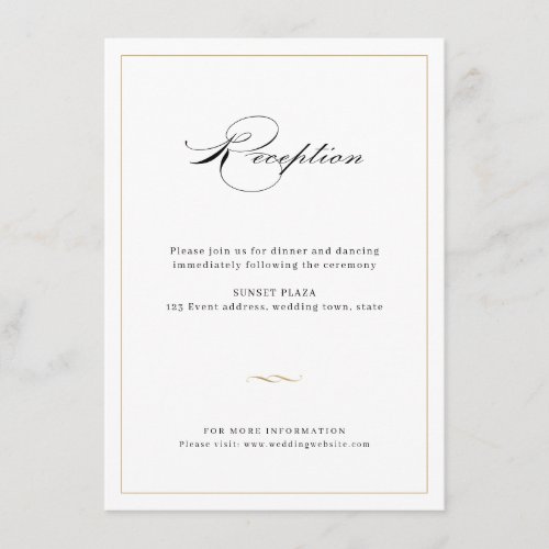 Classic Elegance Script Greenery Wedding Reception Enclosure Card