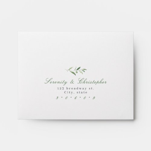 Classic Elegance Script Greenery wedding RSVP Envelope