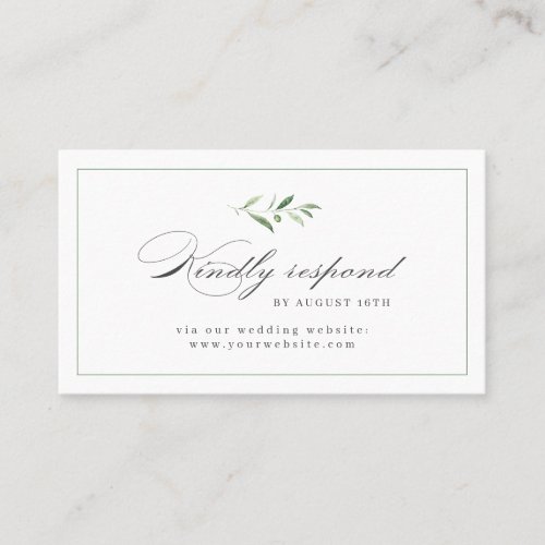 Classic Elegance Script Greenery wedding RSVP Place Card
