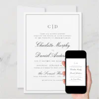 Wedding frame logo. Floral border monogram with minimalistic