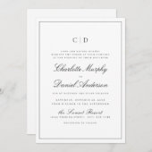Classic Elegance Script Minimal Monogram Wedding Invitation (Front/Back)