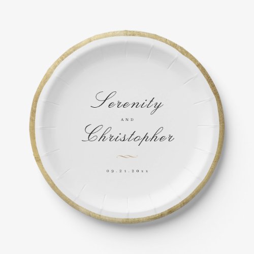 Classic Elegance Script Minimalist wedding Paper Plates