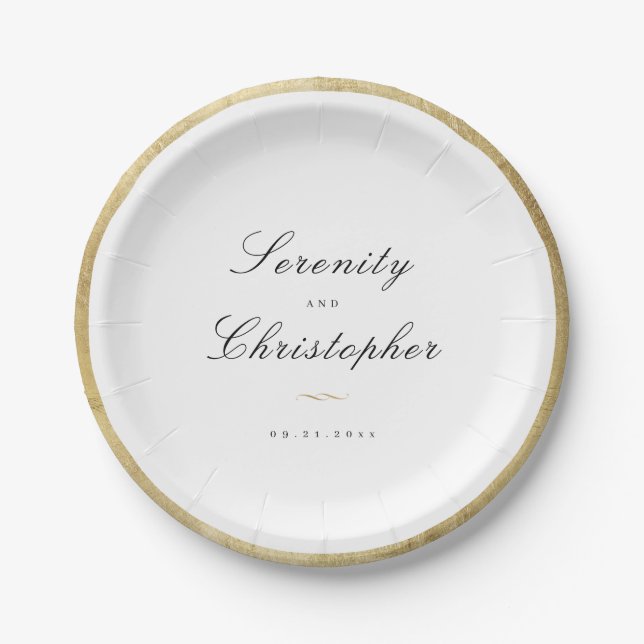 Classic Elegance Script Minimalist wedding Paper Plates (Front)