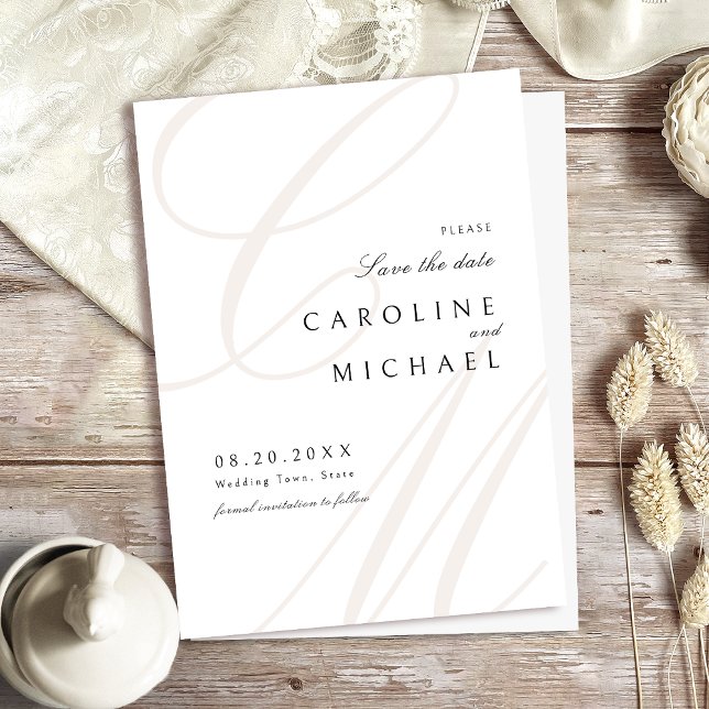Classic Elegance Script Monogram Save The Date (Classic Elegance Script Monogram Save The Date)