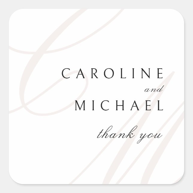 Classic Elegance Script monogram wedding favors Square Sticker (Front)