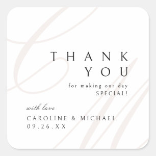 Classic Elegance Script monogram wedding favors Square Sticker
