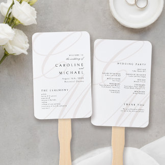 Classic Elegance Script Monogram Wedding Program Hand Fan