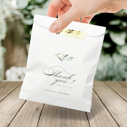 Classic Elegance Script Simple Greenery Wedding Favor Bag