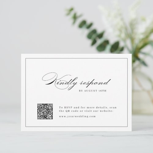 Classic Elegance Script Simple QR code wedding RSVP Card