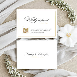 Classic Elegance Script Simple QR code wedding RSVP Card