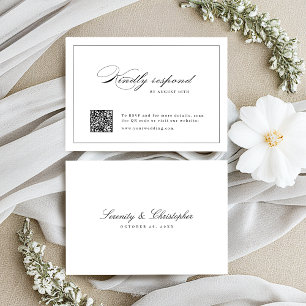 Classic Elegance Script Simple QR code wedding RSVP Card