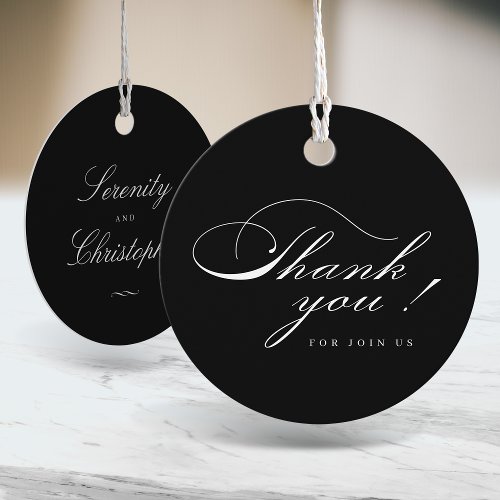 Classic Elegance Script Simple Thank You Favor Tags