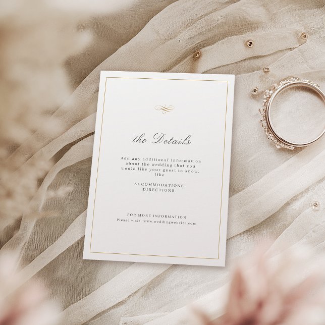 Classic Elegance Script Simple Wedding Details Enclosure Card (Classic Elegance Script Simple Wedding Details Enclosure Card)