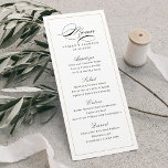 Classic Elegance Script Simple Wedding Menu<br><div class="desc">This elegant menu card features black classic script and gold thin frame,  simple and stylish,  great for classic wedding,  vintage wedding,  formal wedding,  and other celebrate events. 
See all the matching pieces in collection</div>
