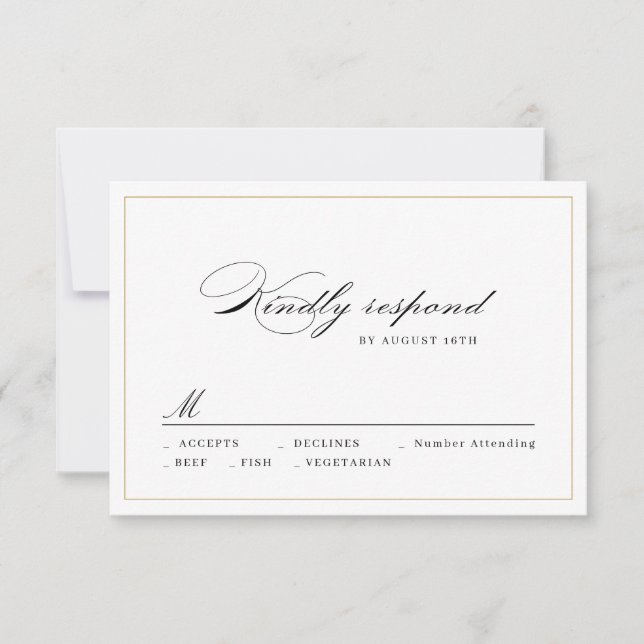 Classic Elegance Script Simple wedding RSVP (Front)