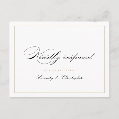 Classic Elegance Script Simple wedding RSVP Invita Invitation Postcard