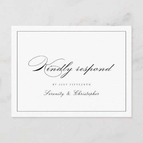 Classic Elegance Script Simple wedding RSVP Invitation Postcard