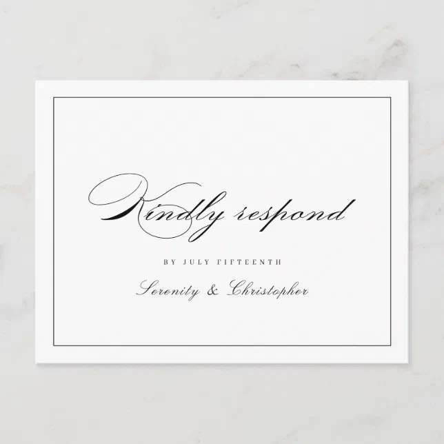 Classic Elegance Script Simple wedding RSVP Invitation Postcard | Zazzle