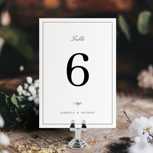Classic Elegance Script Simple Wedding Table Number