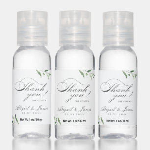 Classic Elegance Script Thank You Greenery Wedding Hand Sanitizer