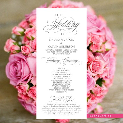 Classic Elegance Script Wedding Ceremony Program