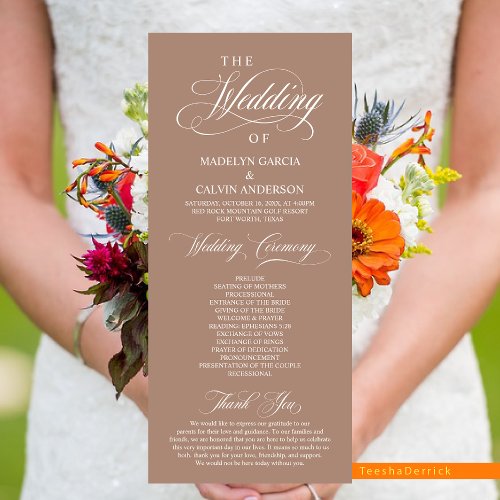 Classic Elegance Script Wedding Ceremony Program