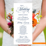 Classic Elegance Script, Wedding Ceremony Program<br><div class="desc">Elegant Classy Black script,  Wedding Ceremony Program in 4x9 inches (long) card.
 It is designed with scroll accent that can be personalised with custom/ personalised text for your bridal party,  ceremony details,  memorial notes and thank you message.</div>