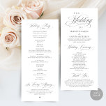 Classic Elegance Script, Wedding Ceremony Program<br><div class="desc">Modern Classy Wedding Program card. It is designed with scroll accent that can be personalised with custom/ personalised text for your bridal party,  ceremony details,  memorial notes and thank you message.</div>