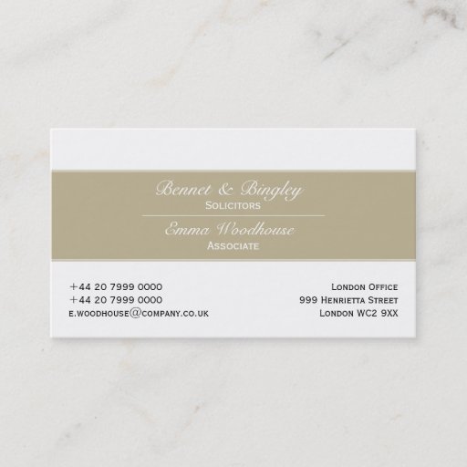 Customizable Classic Elegance Tan & White Business Card