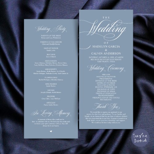 Classic Elegance Wedding Ceremony Order Thank you Program