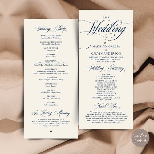 Classic Elegance Wedding Ceremony Order Thank you Program
