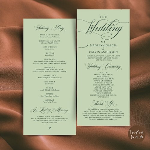 Classic Elegance Wedding Ceremony Order Thank you Program