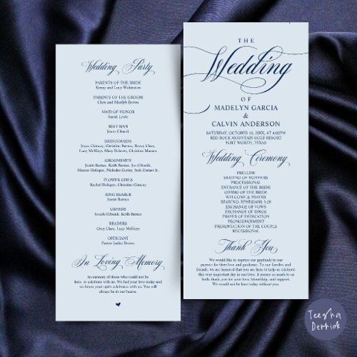 Classic Elegance Wedding Ceremony Order Thank you Program