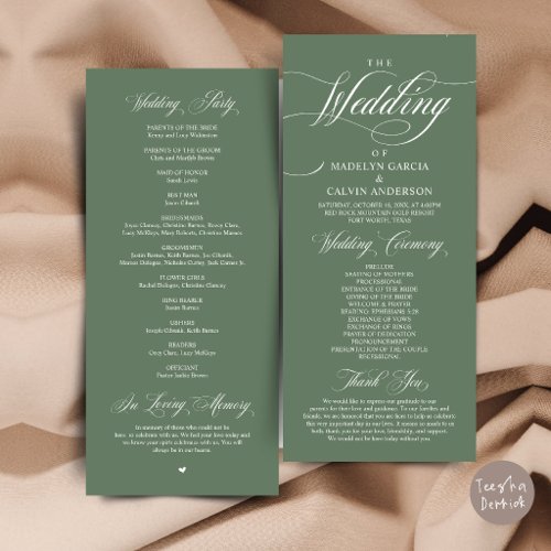 Classic Elegance Wedding Ceremony Order Thank you Program