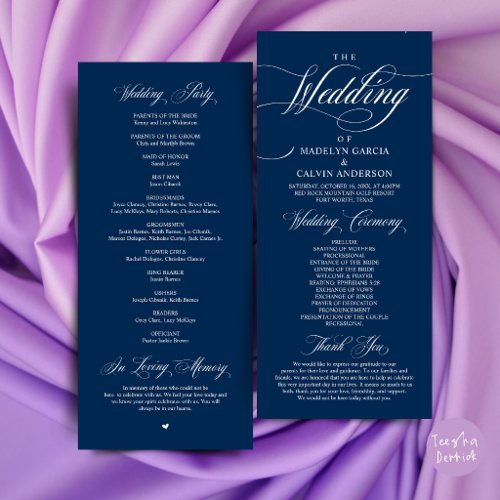 Classic Elegance Wedding Ceremony Order Thank you Program