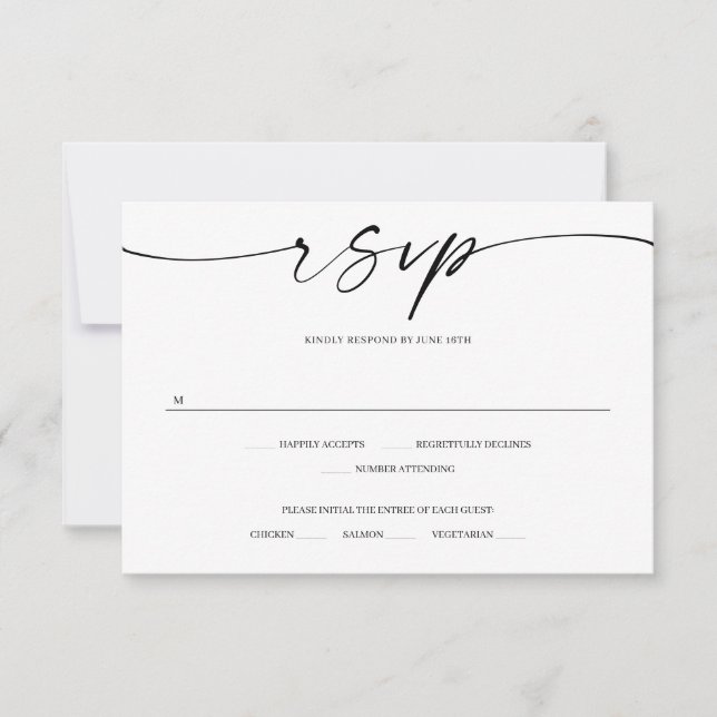 Classic Elegance Wedding RSVP Card with Photo (Front)