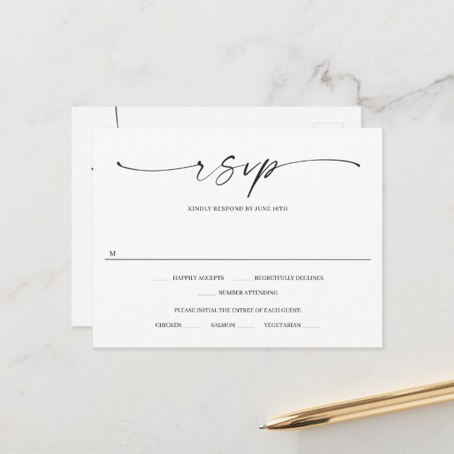 Classic Elegance Wedding RSVP Postcard (Front/Back In Situ)