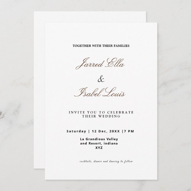 Classic Elegance with Simple script Invitation (Front/Back)