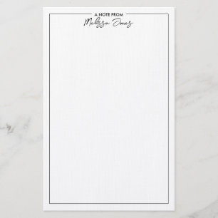 Classic Elegant A Note From Black And White Stationery