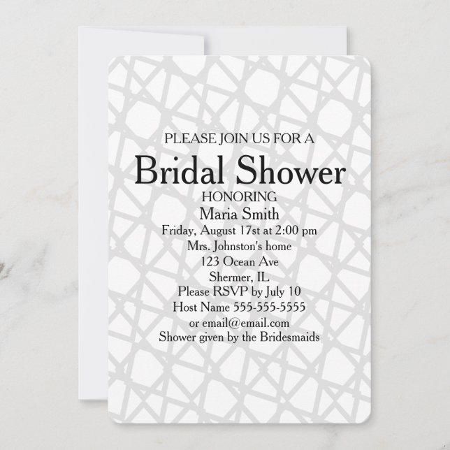 Classic Elegant Abstract Bridal Shower Invitation (Front)