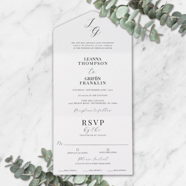 Classic Elegant Affordable Paper Saving Wedding All In One Invitation (Creator Uploaded)
