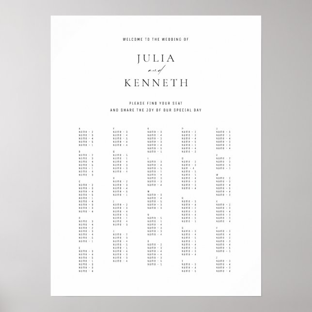 Classic Elegant Alphabetical Wedding Sign (Front)