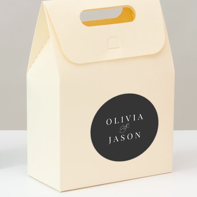 Classic Elegant Ampersand Black and White Wedding Round Sticker (Creator Uploaded)